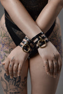 Leather Wrist Cuffs "Fania" - 3 pc set