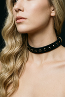 Læderchoker med rhinsten "Krystal"