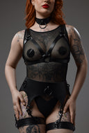 Leather Garters + Thigh Cuffs Set “Raven”
