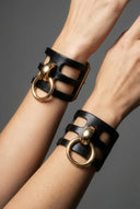 Leather Wrist Cuffs "Fania" - 3 pc set
